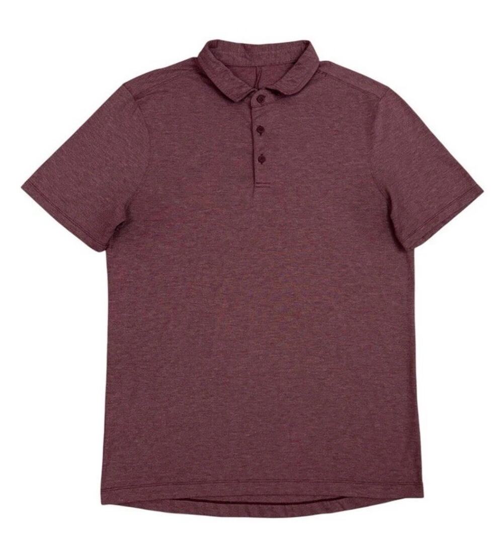 Lululemon Mens Medium Evolution Polo Shirt Heathered Red Lightweight Golf